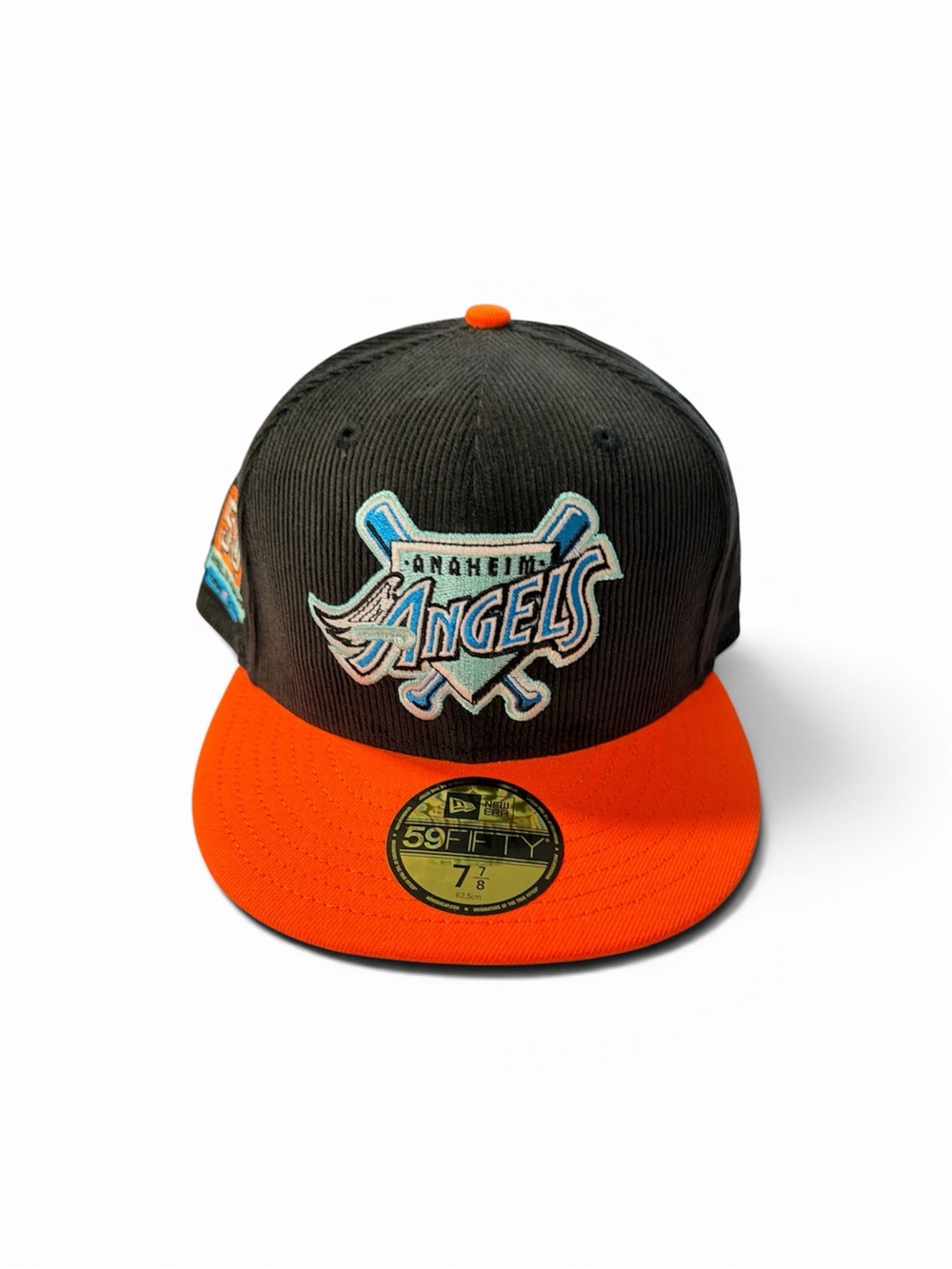 New Era Anaheim Angels Corduroy Fitted Hat - Black & Orange with Blue Logo
